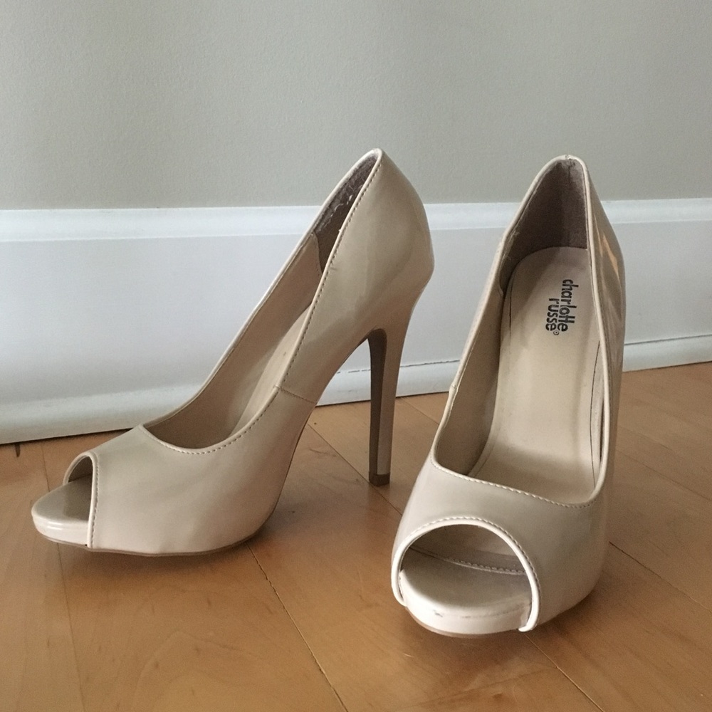 Nude Faux Patent Leather Pumps